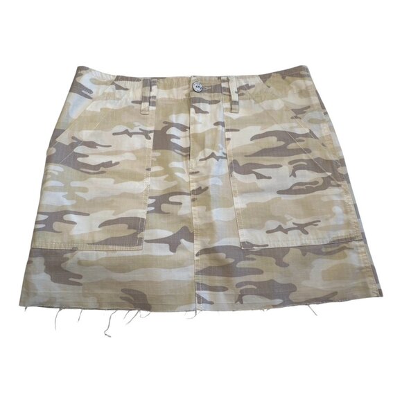 Sanctuary Light Camo Raw Hem Mini Skirt Pockets Women's Sz 26 Waist - Picture 1 of 7